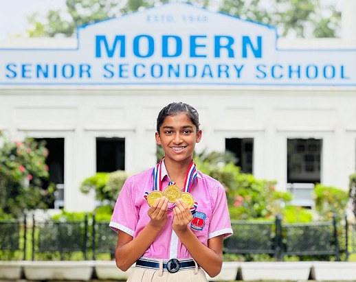 Three Gold Medals for Gurasees Kaur at District Skating Championship! at Modern Senior Secondary School, Patiala